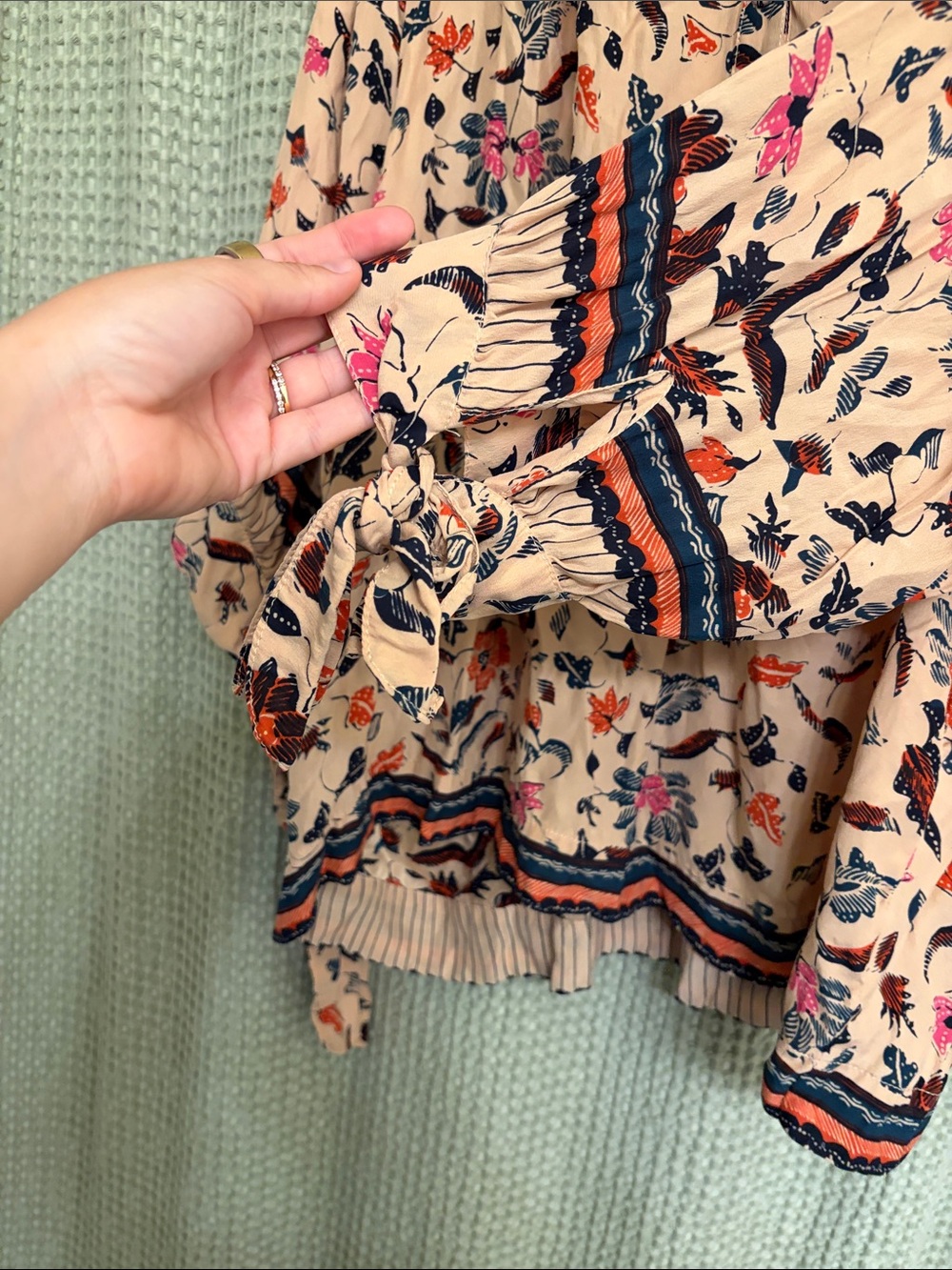 Natalie Martin Peach Floral Peasant Blouse - Picture 2 of 4